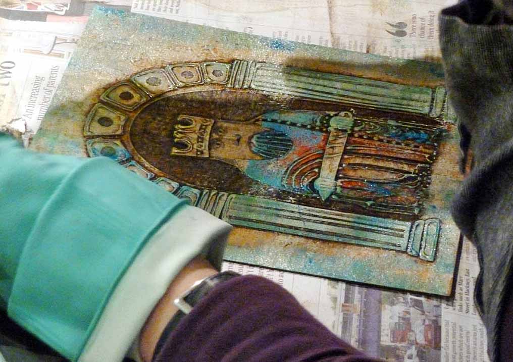 6. Further rolls of Turquoise and Cadmium are added to the plate
