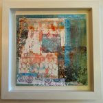 8. Monoprint Collage in Turquoise 30 x 30cm Framed